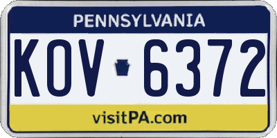 PA license plate KOV6372