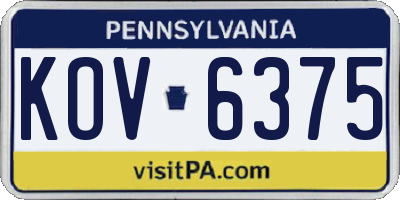 PA license plate KOV6375