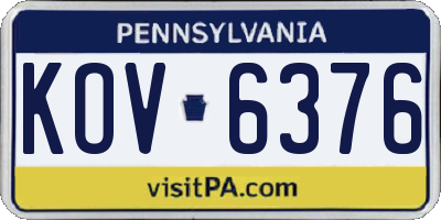 PA license plate KOV6376