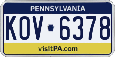 PA license plate KOV6378