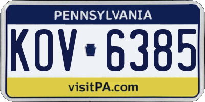 PA license plate KOV6385