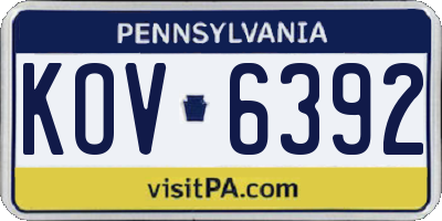 PA license plate KOV6392