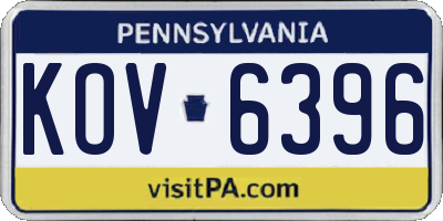 PA license plate KOV6396