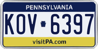 PA license plate KOV6397