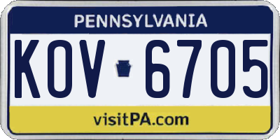 PA license plate KOV6705