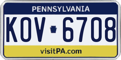 PA license plate KOV6708