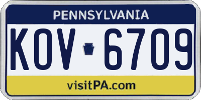 PA license plate KOV6709