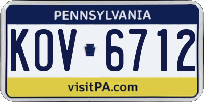 PA license plate KOV6712