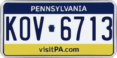 PA license plate KOV6713