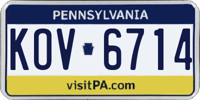 PA license plate KOV6714