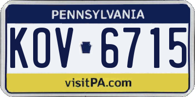 PA license plate KOV6715