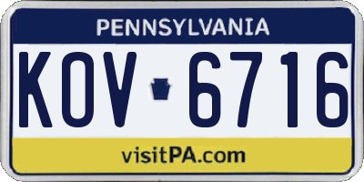 PA license plate KOV6716