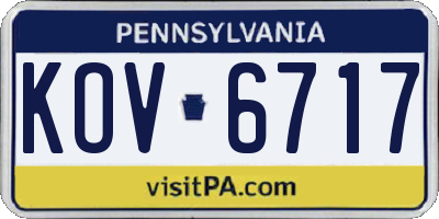 PA license plate KOV6717