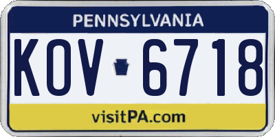 PA license plate KOV6718