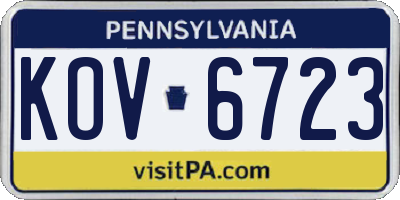 PA license plate KOV6723
