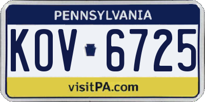 PA license plate KOV6725