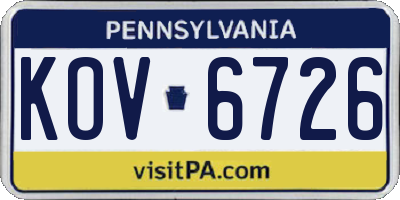 PA license plate KOV6726