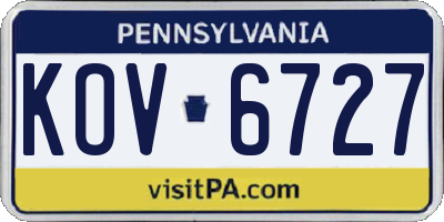 PA license plate KOV6727