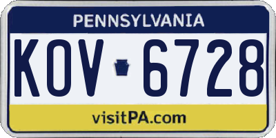 PA license plate KOV6728