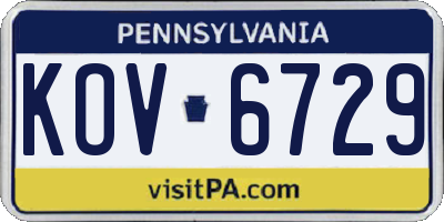 PA license plate KOV6729