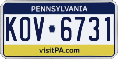 PA license plate KOV6731