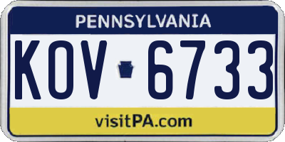 PA license plate KOV6733