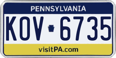 PA license plate KOV6735