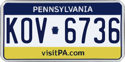 PA license plate KOV6736