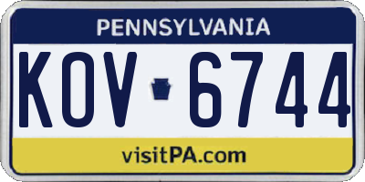 PA license plate KOV6744