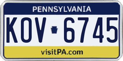 PA license plate KOV6745
