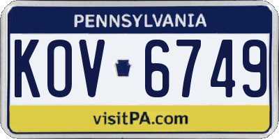 PA license plate KOV6749