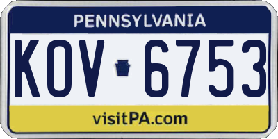 PA license plate KOV6753