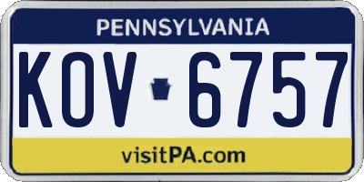 PA license plate KOV6757