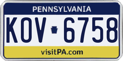 PA license plate KOV6758