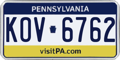 PA license plate KOV6762