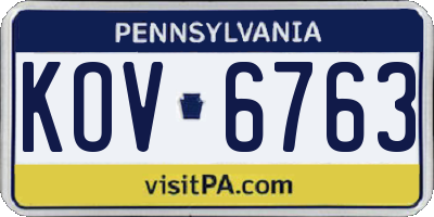 PA license plate KOV6763