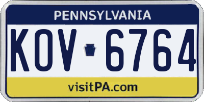 PA license plate KOV6764
