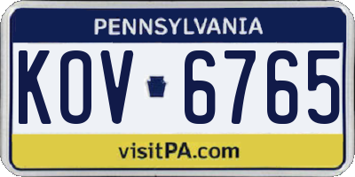 PA license plate KOV6765