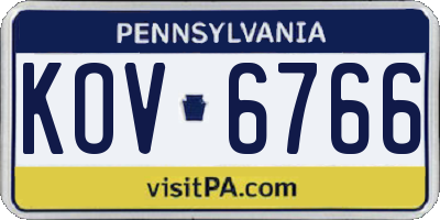 PA license plate KOV6766