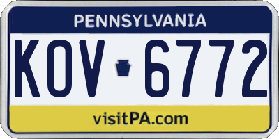 PA license plate KOV6772