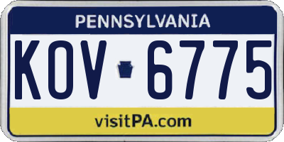PA license plate KOV6775