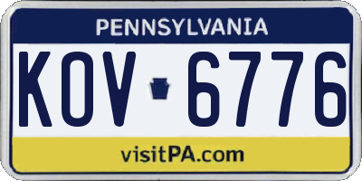 PA license plate KOV6776