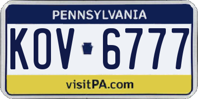 PA license plate KOV6777