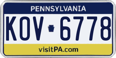 PA license plate KOV6778