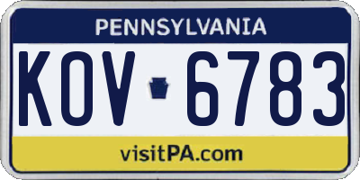 PA license plate KOV6783