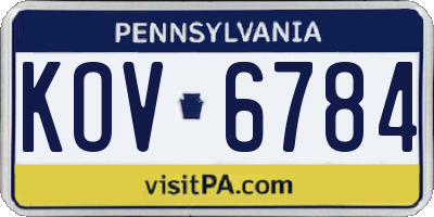 PA license plate KOV6784