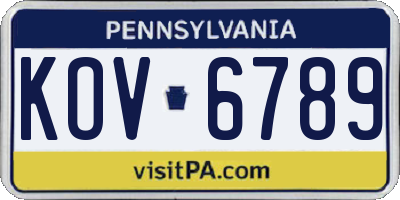 PA license plate KOV6789