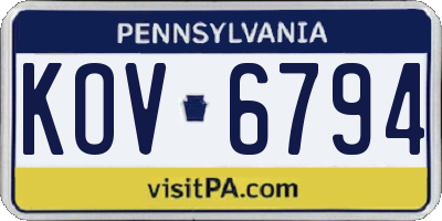 PA license plate KOV6794