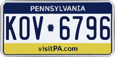 PA license plate KOV6796