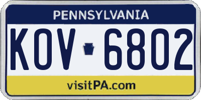 PA license plate KOV6802